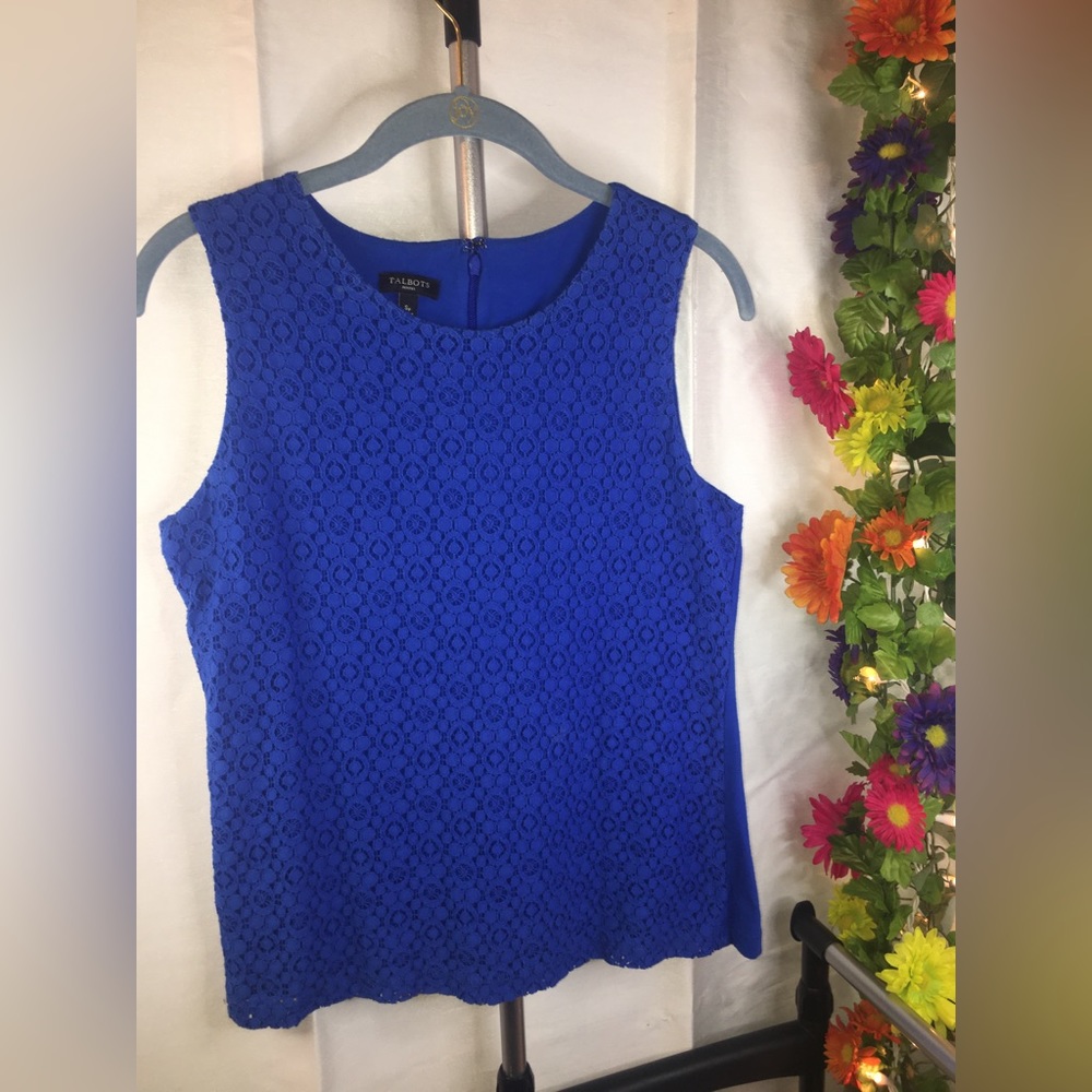 Talbots Petites | Women’s Blue Sleeveless Tank Top Blouse